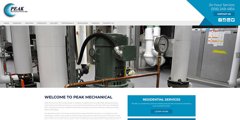 Numa Technologies Corporation - Peak Mechanical website screenshot